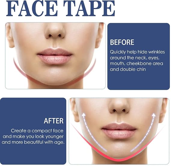 Face Lift Patches, Invisible Face Tape, Cinta De Estiramiento Facial Invisible, Necklift Tape for Face Invisible, Face Lift Tape Invisible Under Makeup, For Women (1 Box (60pcs))
