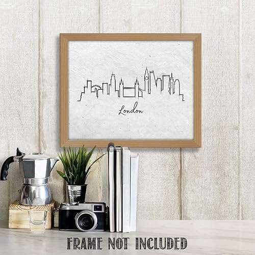 Vista 54 de París Skyline - Decoración de pared para sala de estar, arte de pared en blanco y negro, cuadros de pared de horizonte europeo para sala de estar