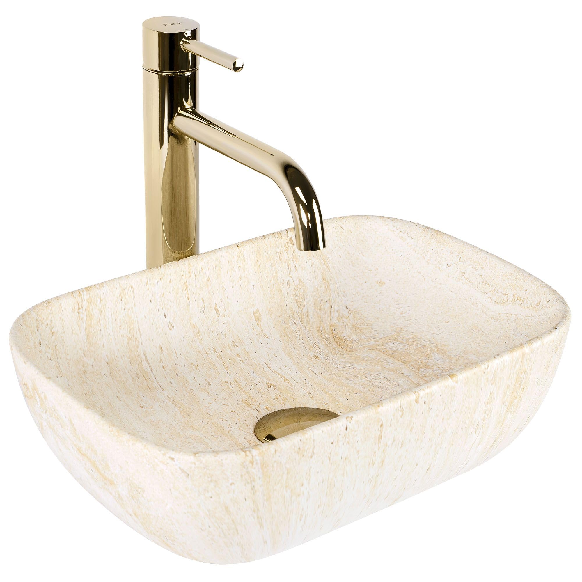 REA BELINDA MINI VASQUE À POSER RECTANGLE BEIGE VASQUE À POSER EN CÉRAMIQUE
