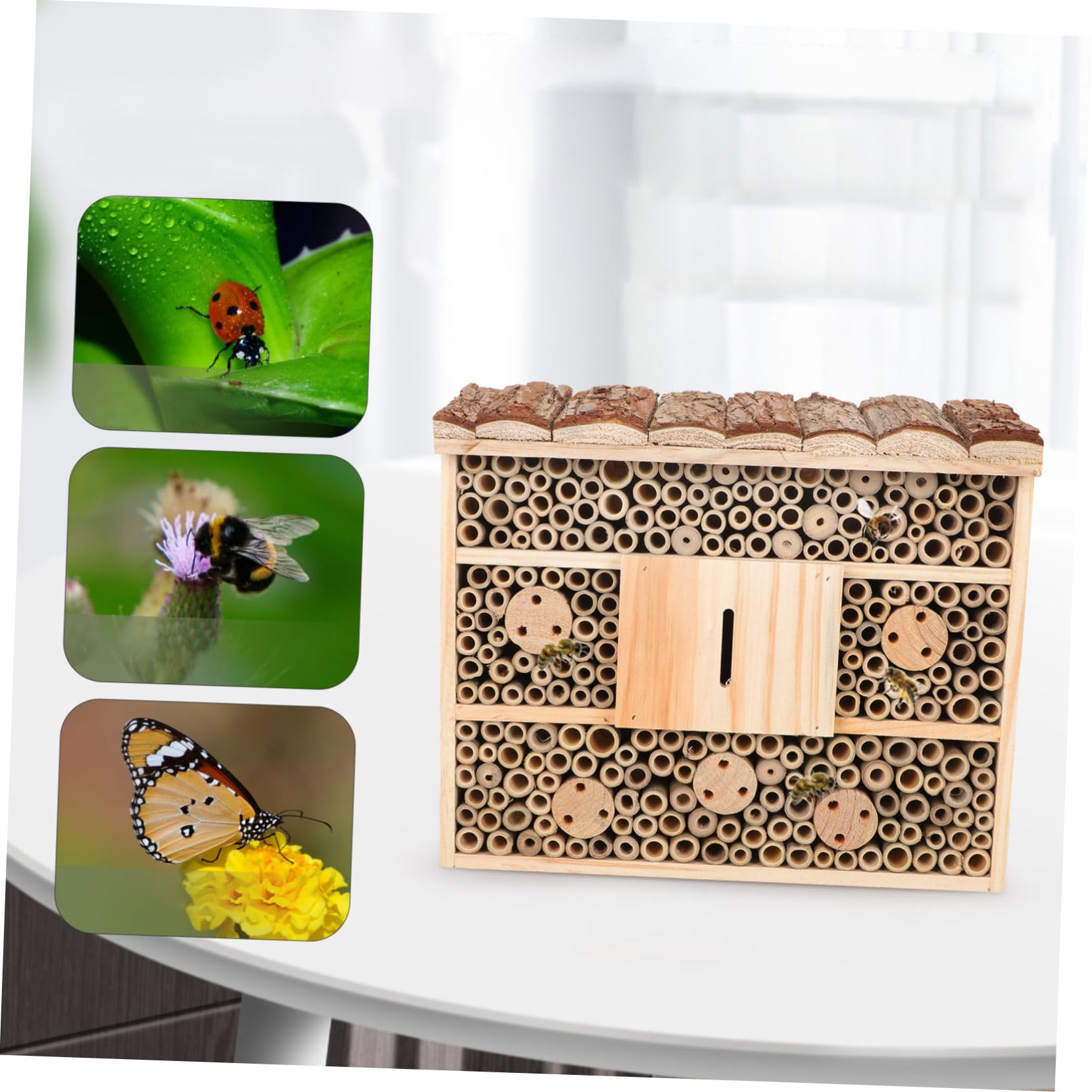 SOIMISS Casetta per Api in Legno Decorativa a Forma di Capanna, per Api e Ladybird, per Giardino, e Biodiversità