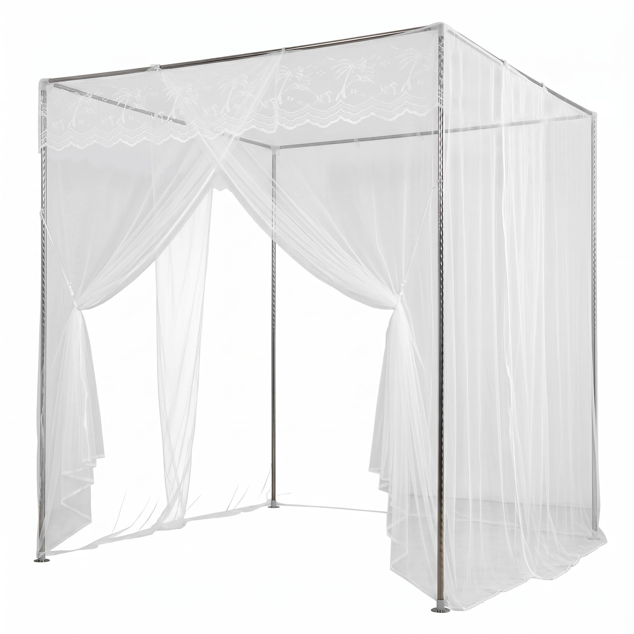 PithCogent Bed Netting Canopy, Upgraded Extra-dense Mesh Princess Style Bed Canopy, White, Fits 5.9x6.56ft (1.8x2.0m) Beds (stand Not Included)
