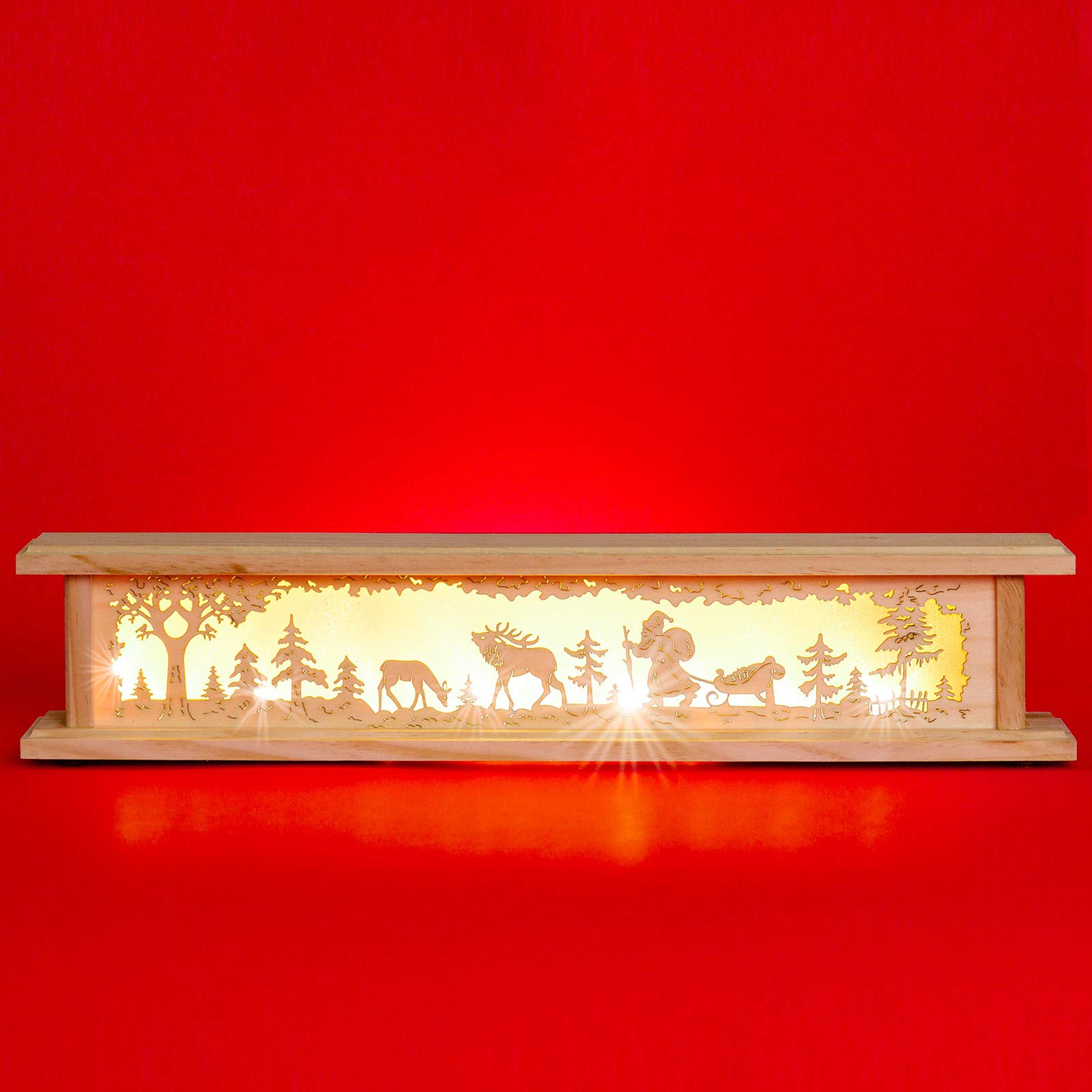 SIKORA LED Schwibbogenbank beleuchtete Holz Schwibbogen Erhöhung Lichterbogen Bank inklusive Netzteil 2 Motive 2 Längen B:8cm, Farbe | Modell:Länge 57 cm (B21)