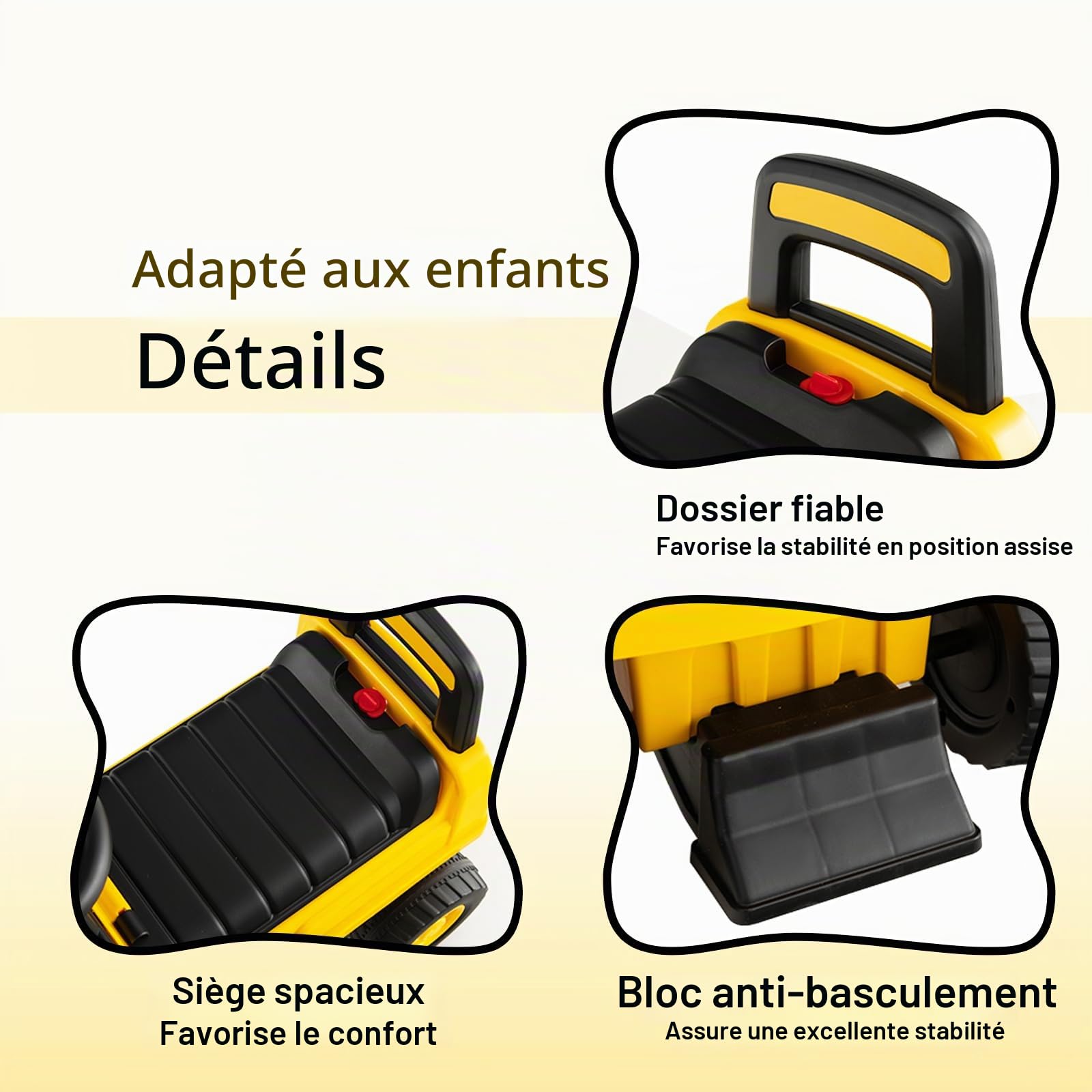 SOARS Porteur Enfant de Pelleteuse, Voiture Electrique Enfants à Siège, Pelle Dirigeable, Espace de Rangement Caché, Protection Anti-Basculement, Charge Maximale 25 KG, pour Enfant 1-3 Ans (Style B)