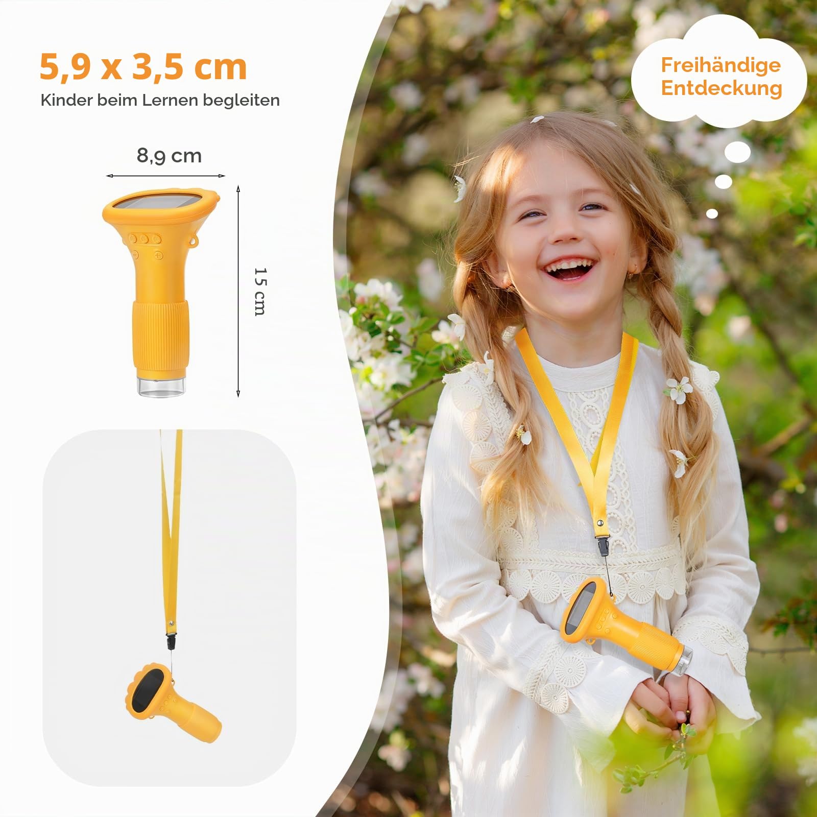 Kindermikroskop, 2" IPS-Bildschirm 1000X Tragbares Mikroskop für Kinder, Foto- und Videokamera, Weihnachts- und Geburtstagsgeschenke für Mädchen und Jungen im Alter von 3 4 5 6 7 8 9 10 11 12 Jahren