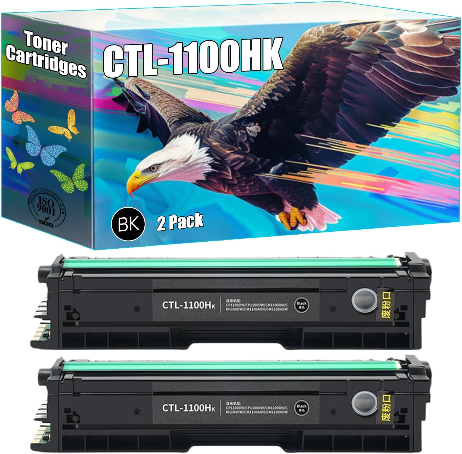 CTL-1100HK Toner Cartridges Compatible for Pantum CP1100 CP1100DW CM1100DN CM1100DW CM1100ADN CM1100ADW Printers, High Yield 3000 Pages, Bright Colors Clear Printing (2 Pack Black)
