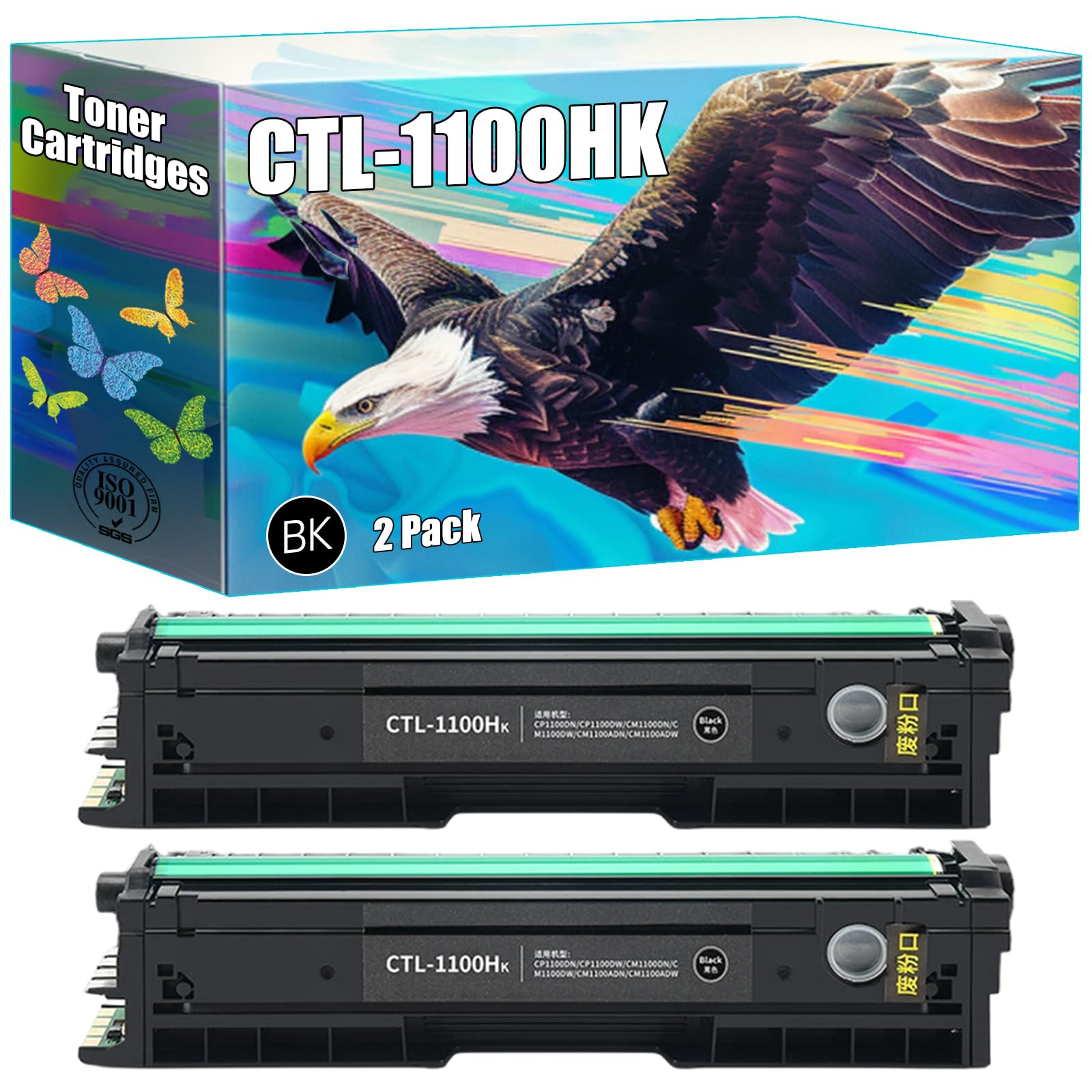 CTL-1100HK Toner Cartridges Compatible for Pantum CP1100 CP1100DW CM1100DN CM1100DW CM1100ADN CM1100ADW Printers, High Yield 3000 Pages, Bright Colors Clear Printing (2 Pack Black)