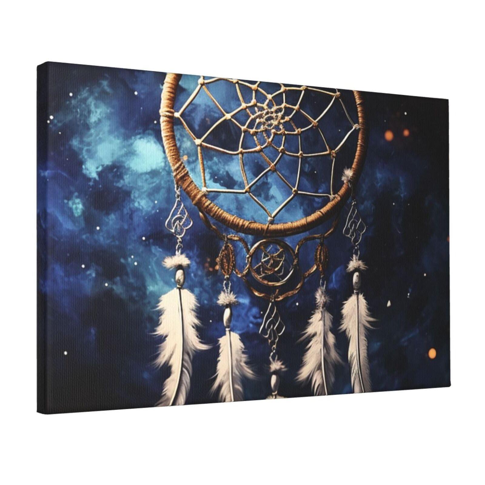 KLOPH White fantasy dream catcher Canvas Wall Art for Living Room 12"x18" Modern Artwork Painting for Bathroom Hanging Canvas Prints Aesthetic Wallart for Bedroom Kitchen Office Wall Decor
