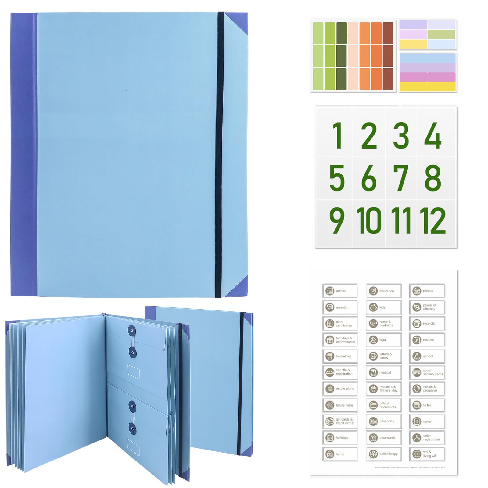 in Case I Go Missing Binder,Important Document Binder,The Folio Document Organizer Life Binder for Important Documents,According Expanding File Folder Organizer with Multi Pocket(Blue)