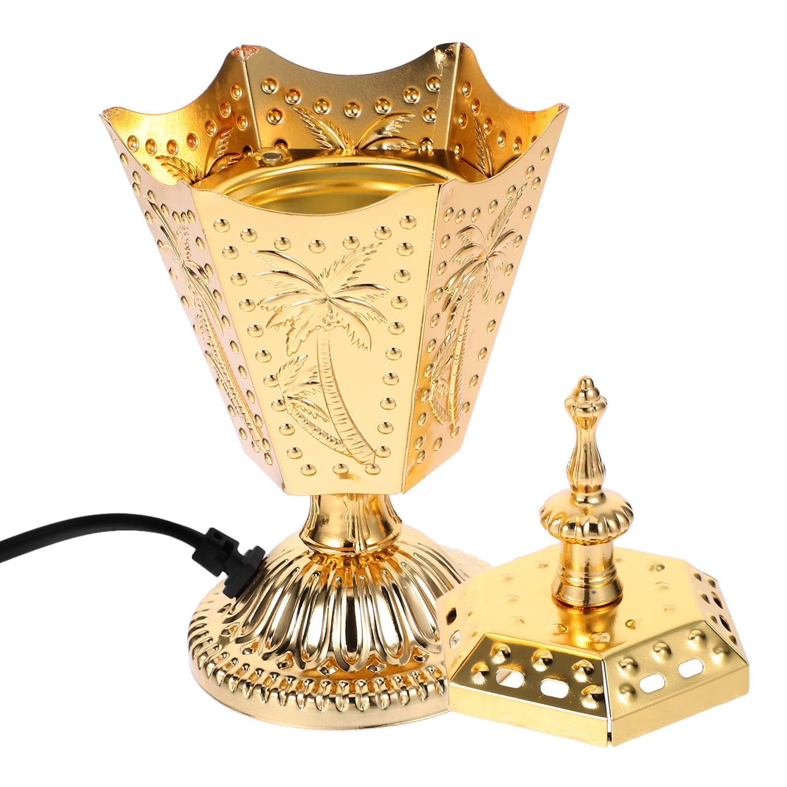 Brûleur de parfum arabe doré électrique pour éliminer les odeurs