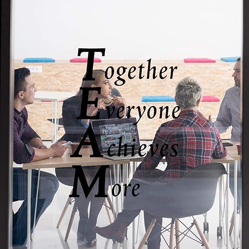 Miniatura 6 de 2 hojas de calcomanías de pared motivacionales de vinilo con citas inspiradoras Juntos Todo el mundo logra más refranes positivos de oficina,