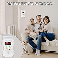 Vista 8 de Paquete de 2 detectores de monóxido de carbono, detector de gas de monóxido de carbono enchufable de pared, detector de monóxido de carbono portátil