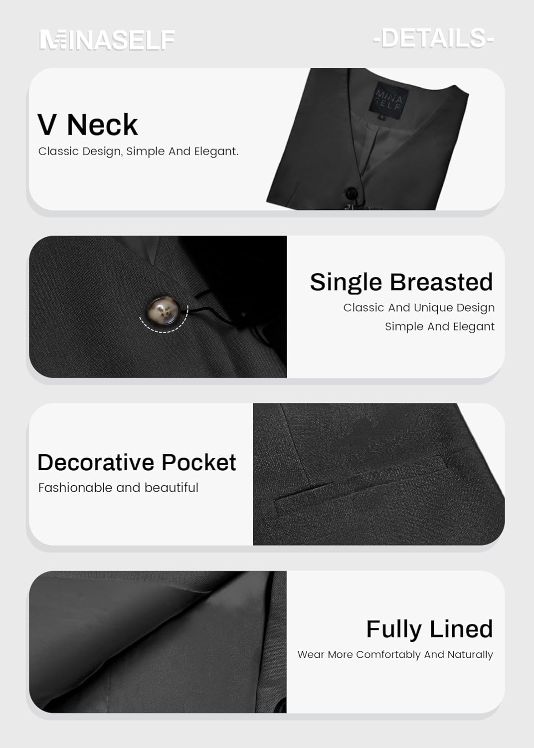 Mina Self Linen Vest Tops For Women Summer Lihtweight Breathable V-Neck Button Fashion Casual Work Beach Vacation Outerwear - Image 6