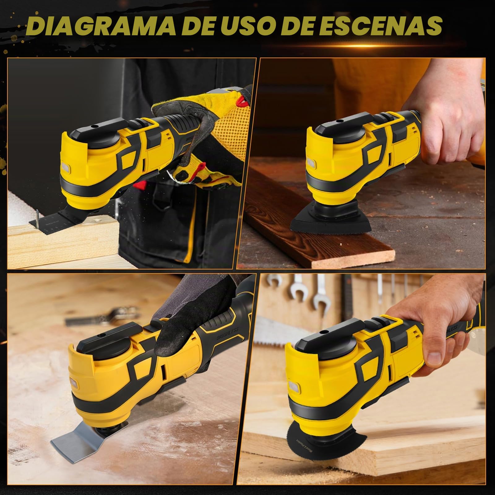 WingFly Herramienta multifunción para Dewalt 18 V, 20 V batería | Multiherramienta oscilante, 6 velocidades ajustables (número de oscilación 10000 – 20000 min¹ sin batería ni cargador)