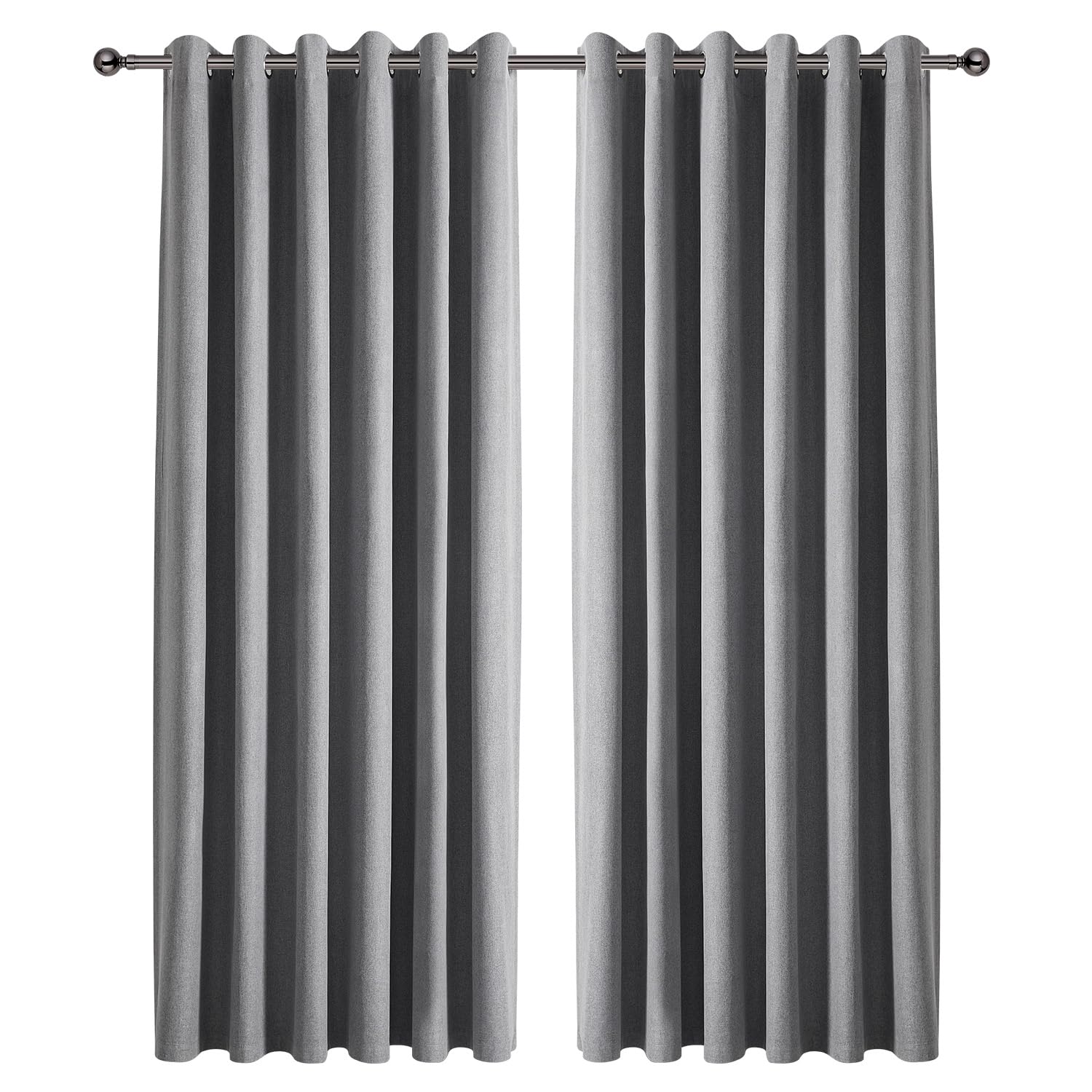 Ir Imperial Rooms Linen Grey Imperial Rooms 100% Blackout Curtains For Living Room 66X90 Inch Eyelet Curtains For Bedroom Privacy Protection Linen Curtains Grey 2 Panels With Tiebacks