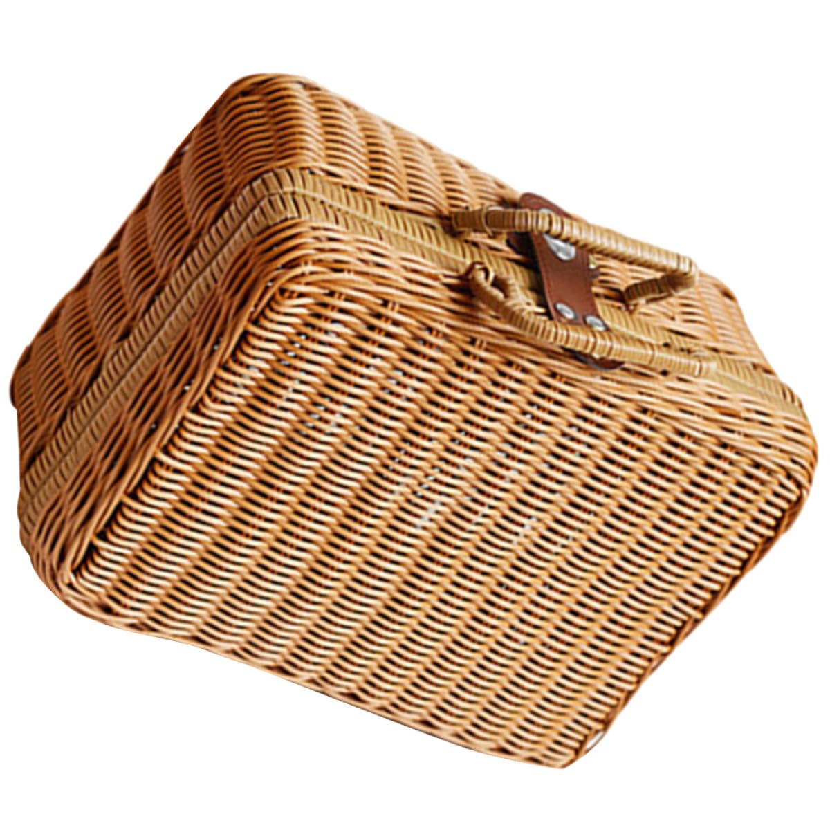 Caja de Almacenamiento Estilo Rústico Portátil Retro Asa y Cierre, Maleta de Artificial Marrón para Camping y de