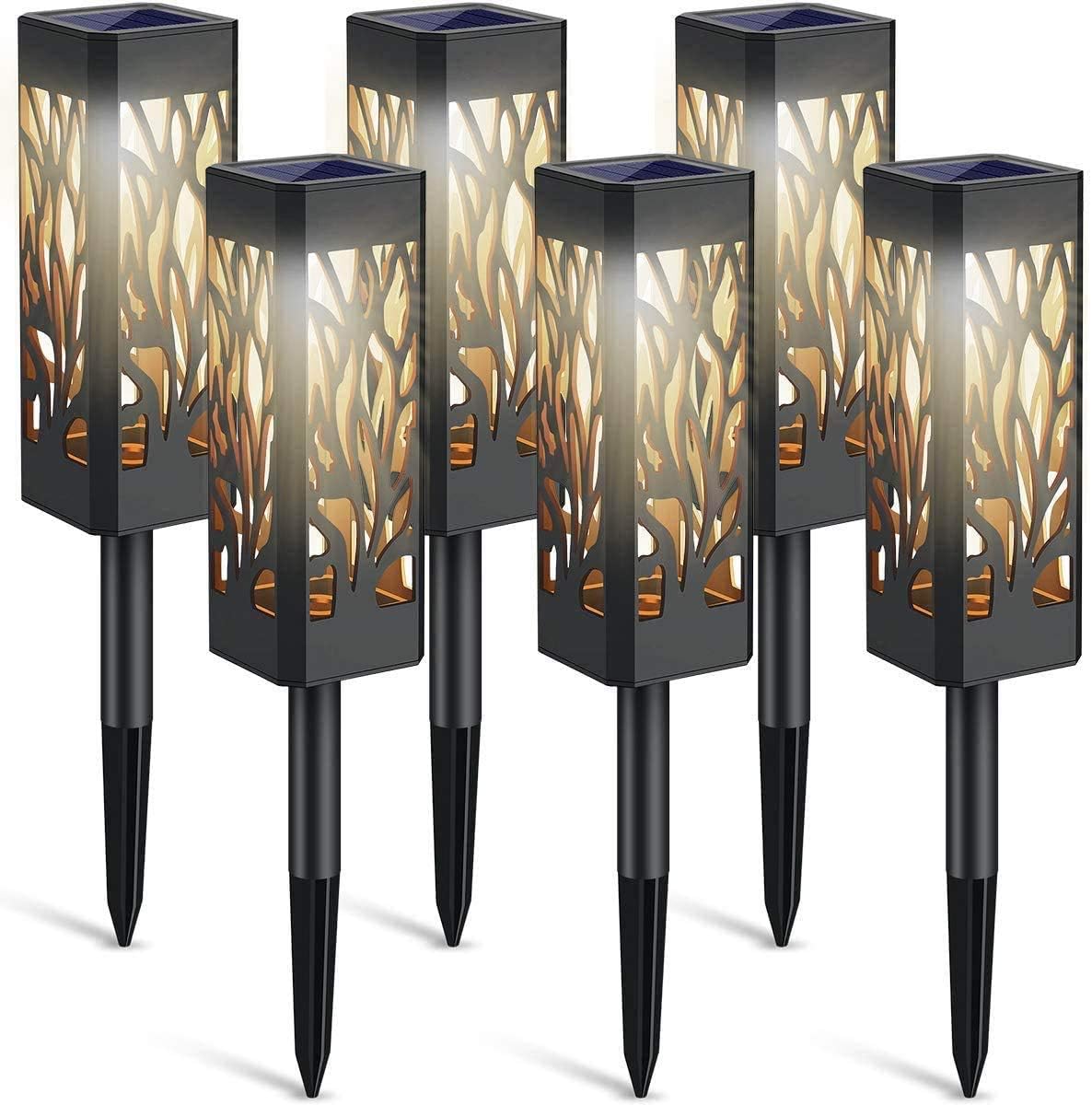 LETMY Solar Lights Outdoor, 6 Pack Upgraded Solar Pathway Lights