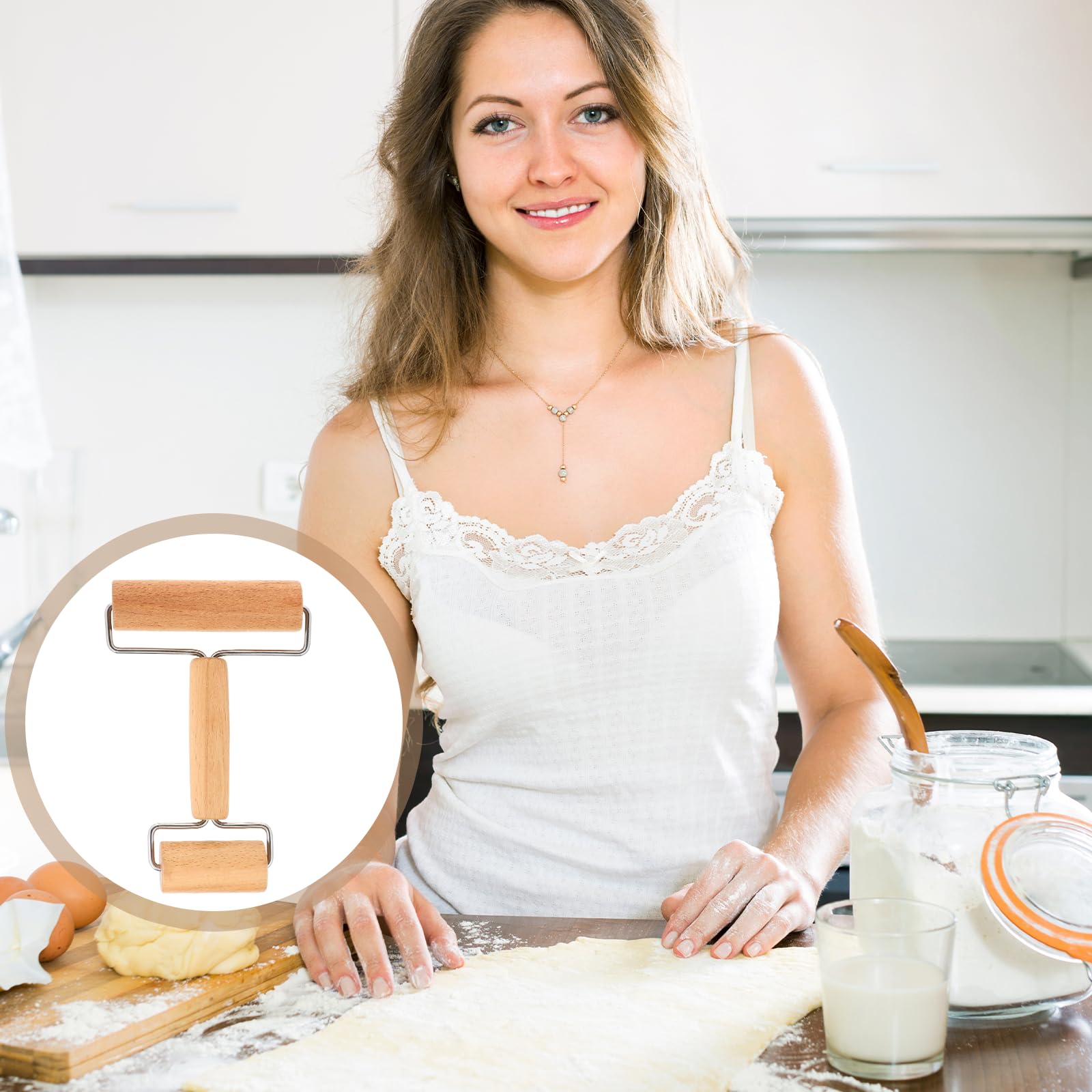 Mattarello Con 2 Rulli In Acciaio Inox - Per Pizza, Pasta E Dolci - Foto 2