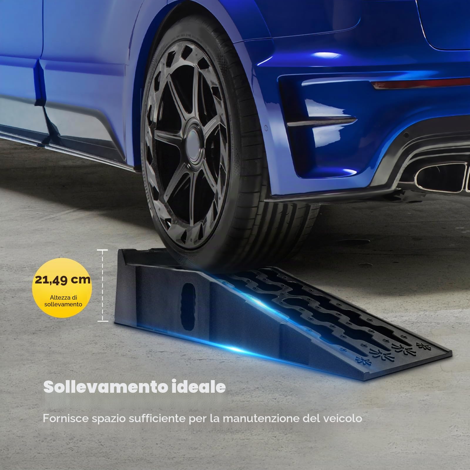 Set di 2 Rampe di Carico Pesanti 7T per Auto, Piattaforma, Rampa in Plastica Antiscivolo, Stabilizzazione per SUV Fino a 7257 kg/Coppia