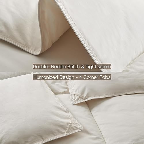 Miniatura 6 de puredown Edredón de plumas de algodón orgánico, inserto de edredón de cama tamaño matrimonialreina, todo tipo de estación, 100% algodón natural puro