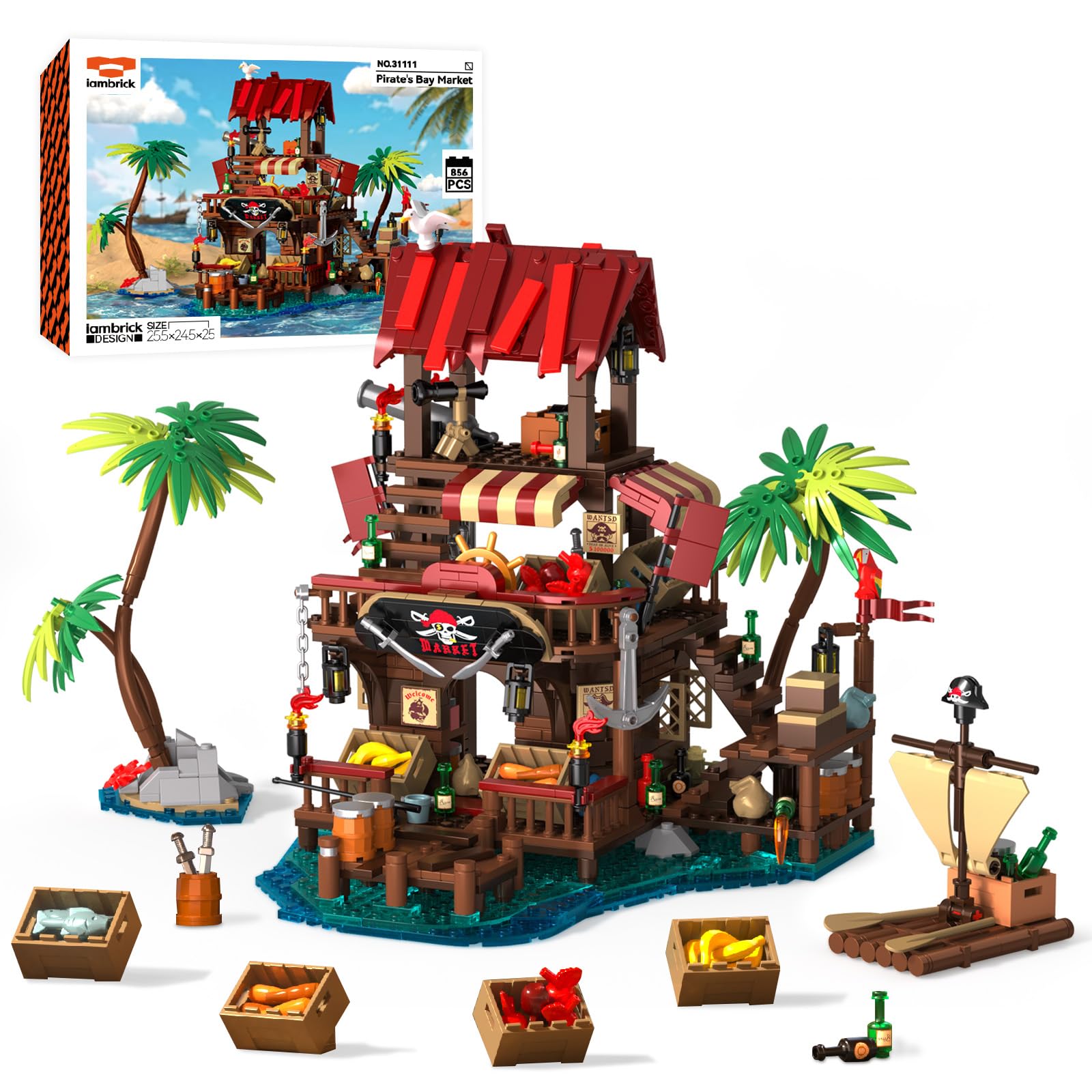 Pirate Bay Market Building Set for Adults, Pirate Theme Building Toy 856PCS