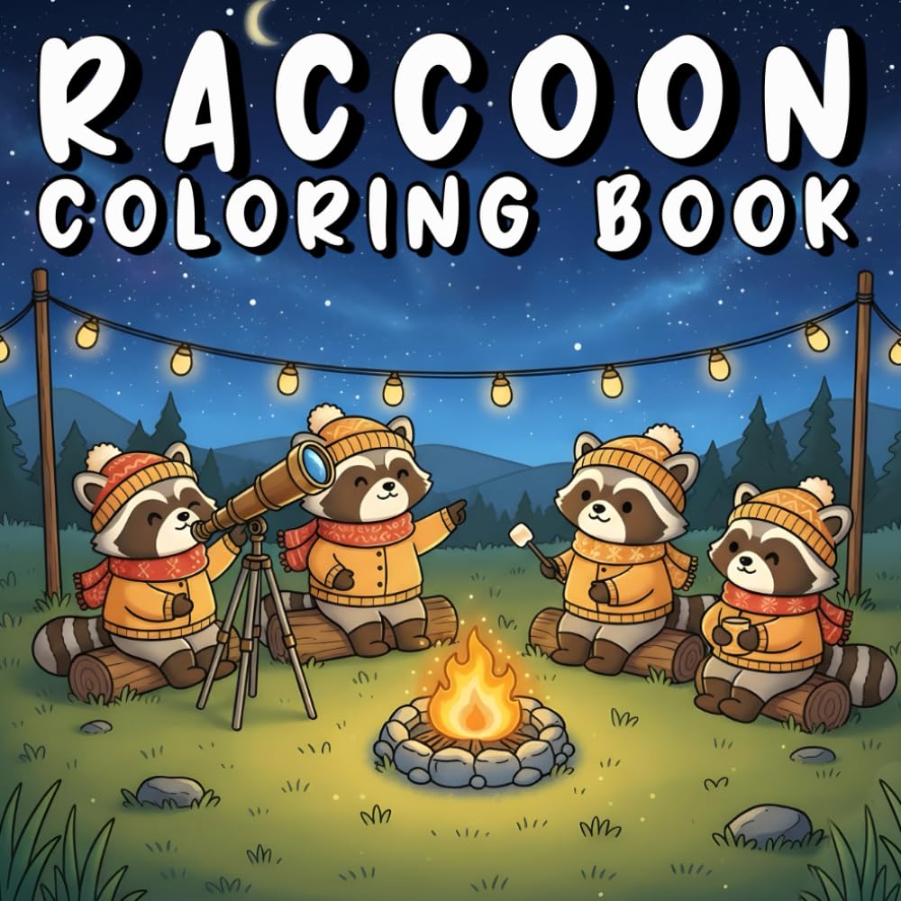 Raccoon Coloring Book: 50+ Adorable Cozy Raccoons Coloring Pages for Stress Relief – Simple and Enjoyable Designs for Teens and Adults