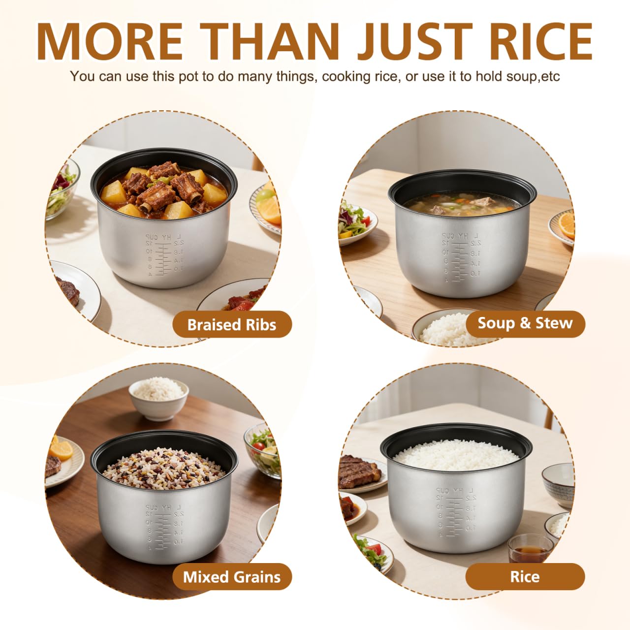 UPKOCH Cuve Intérieure Antiadhésive Pour Cuiseur Électrique Accessoires Cuiseur Riz Pot De Remplacement Avec Échelle Idéal Pour Riz Soupe Et Gâteau 5L 23.50X23.50X14.50Cm