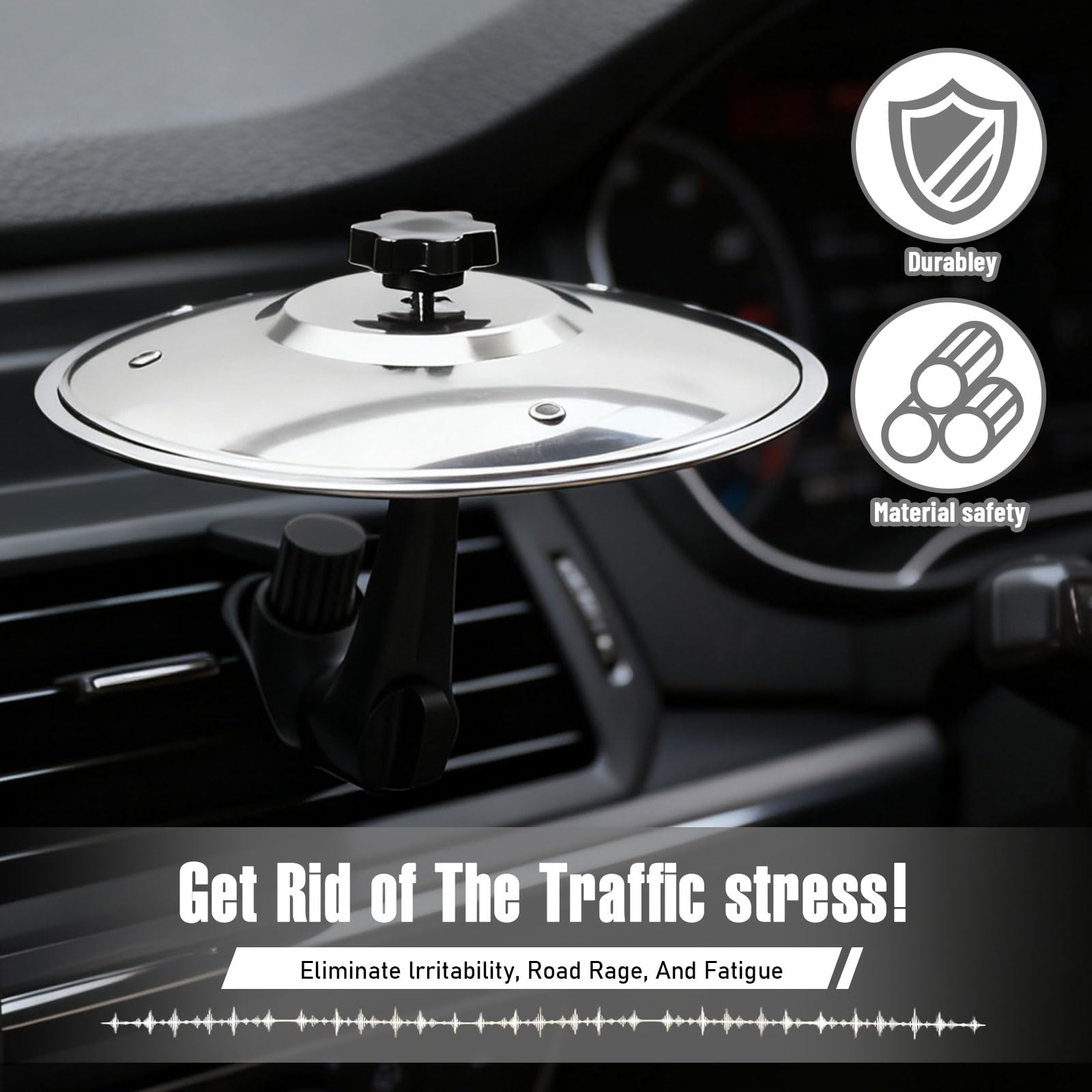 Platillo Bateria para Coche, Tambores de Aire Platillo para Coche, Mini Cymbale de Crash pour Voiture, Aplica a Ritmo Música Cambia Mejorar Ambiente Entretenimiento Automóvil (Plata)