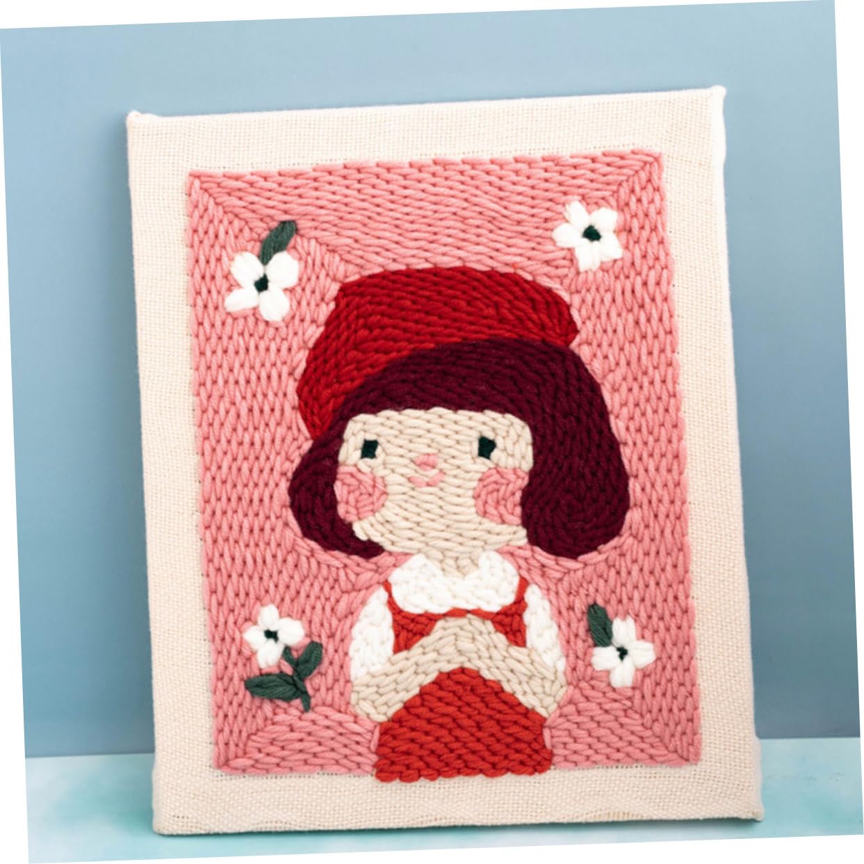 DOITOOL Kit de Base Cuadrada para Bordado con Punzón Set Diy para Principiantes Incluye Tijeras Hilos Colores Herramientas de Manualidades para Patrón Estilo Niña Pequeña