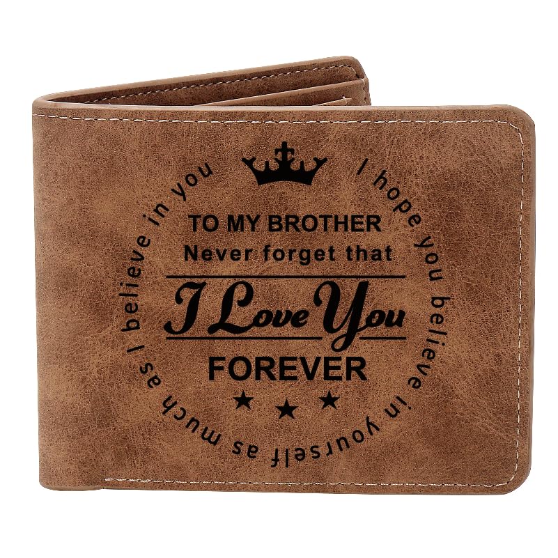 THTCSQ To My Brother Gift Leather Wallet for Man Engraved Personalized Leather Wallet Brother Birthday Gifts Christmas Gifts (TO MY BROTHER)