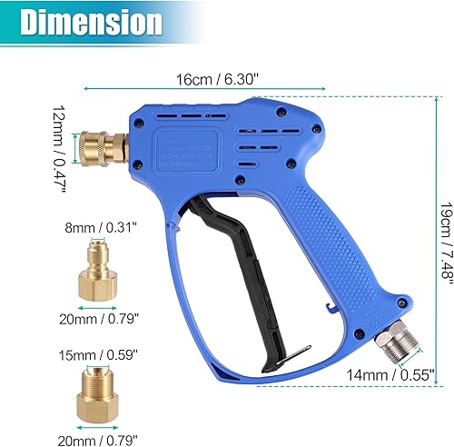 Miniatura 3 de X AUTOHAUX Kit de pistola corta para lavadora de alta presión de 5000 PSI, herramienta de limpieza de energía, conector rápido de 3/8 pulgadas con 5