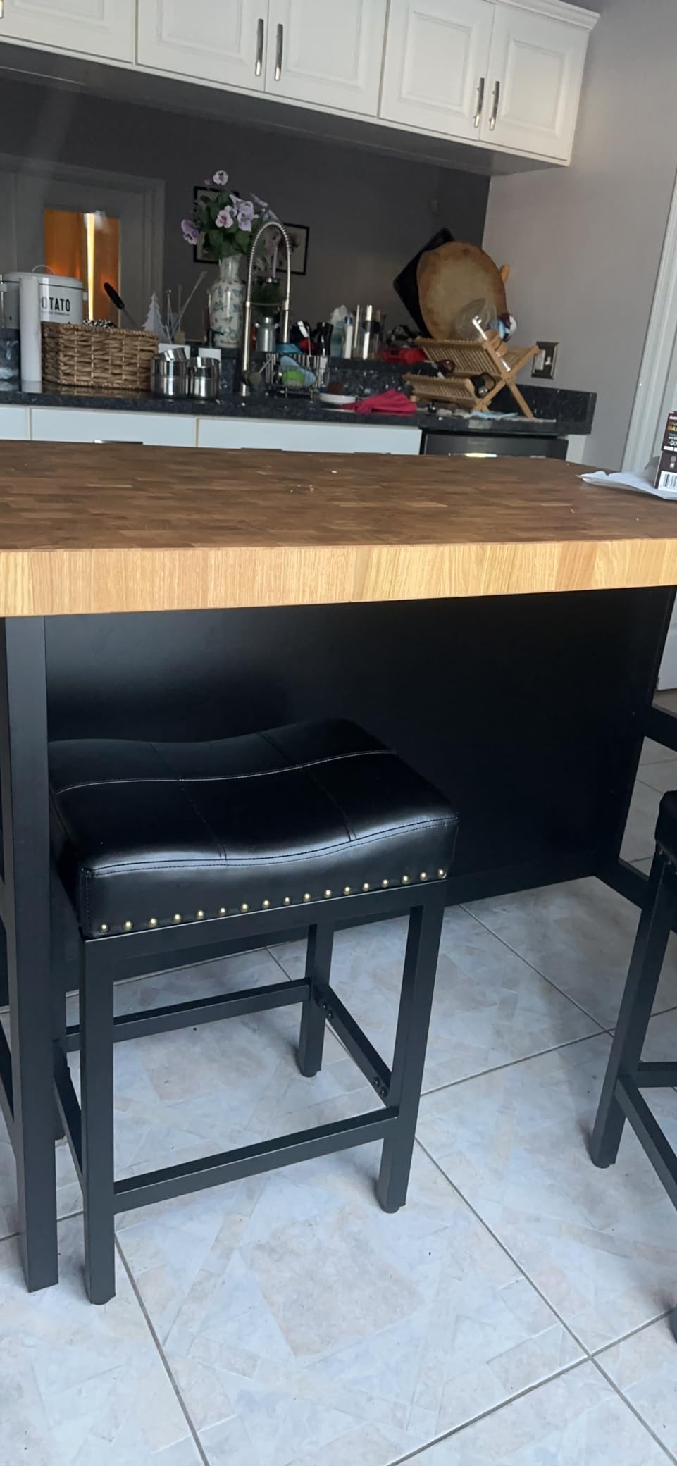 Stool Chair Bar Stools Set Of 2, Double-Layer Upholstered Counter