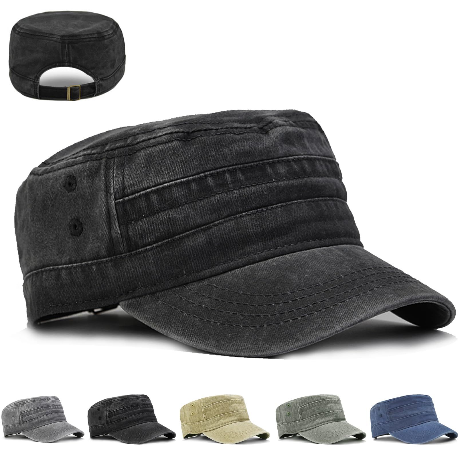 LUKIUP Army Cap, Cadet Army Military Flat Top Caps, Kappen Herren, Used Look verstellbare Taktische Beanie, Cap für Herren Geschenke für Männer Outdoor-Aktivitäten