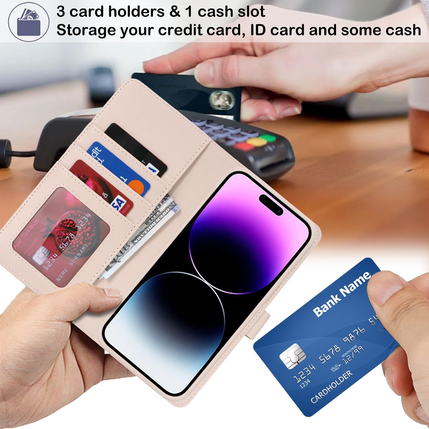 Ｈａｖａｙａ for iPhone 14 Pro Max Case Wallet Magsafe Compatible 2 in 1 Detachable with Card Holder Pu Leather Flip Folio Credit Card Slots Stand Magnetic Shockproof Phone Cover (6.7")-Off White