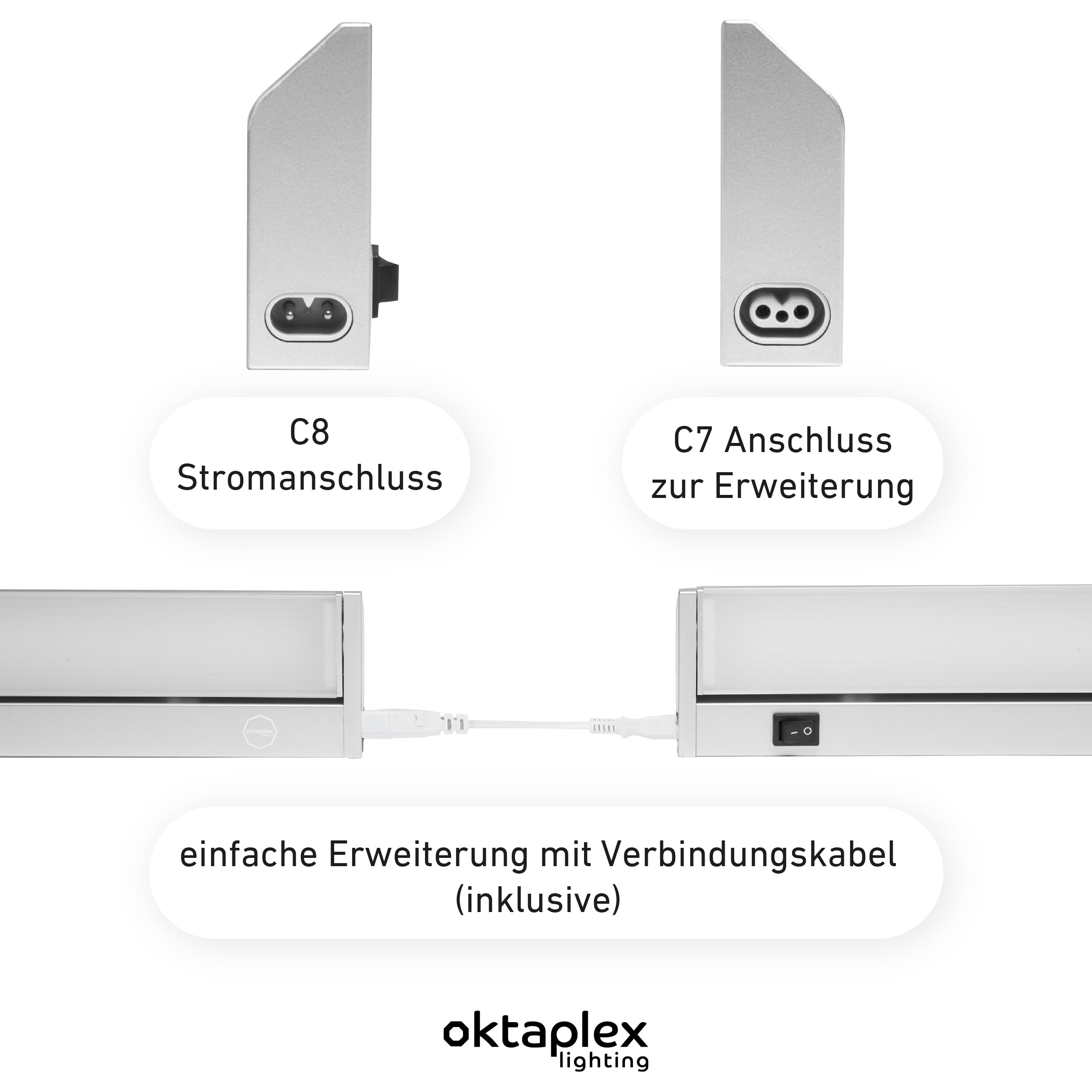 Oktaplex 2er Set Rota Aluminium Unterbaulampe Küche LED schwenkbar 58 cm warmweiss
