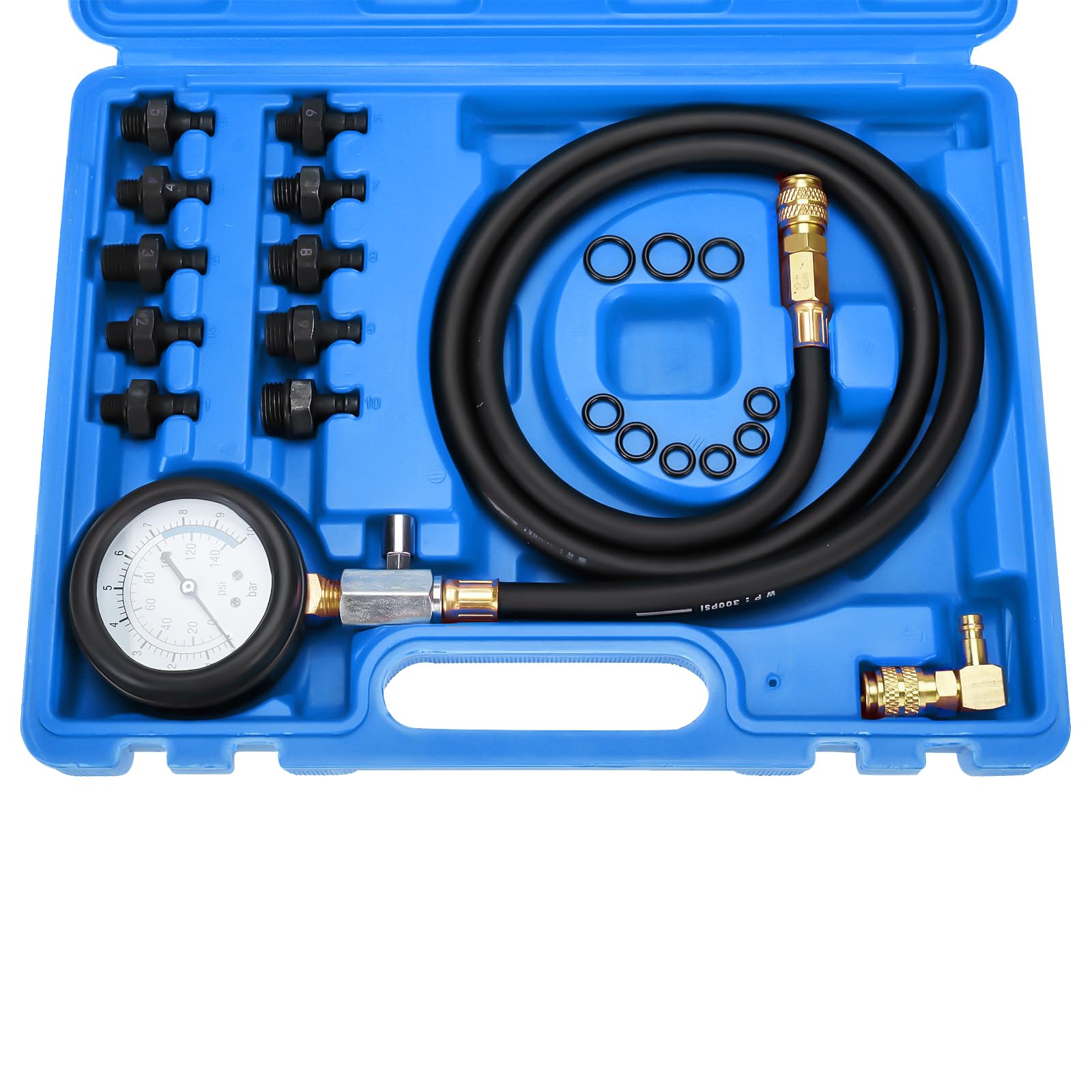 BOOMSTART Kit manometro olio, kit di test della pressione dell'olio motore, 0-140 psi, kit di misurazione diagnostica per pressione dell'olio con adattatori per auto e camion