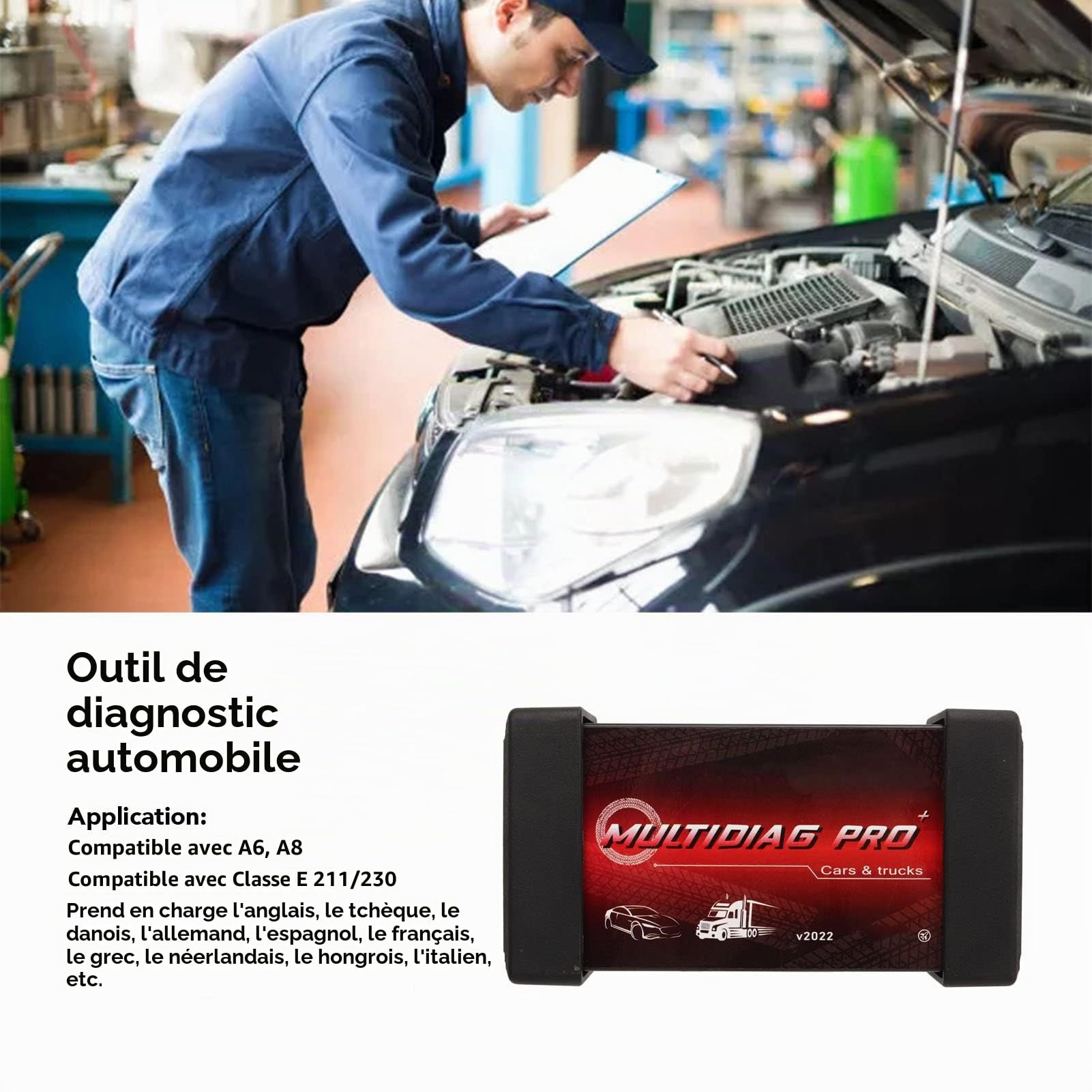Outil de Lecteur de Code de Diagnostic Aramox, pour Outil de Lecteur de Code de Diagnostic de Voiture Multidiag Pro + avec Fonction Bluetooth V3.0 2020.23 adapté pour