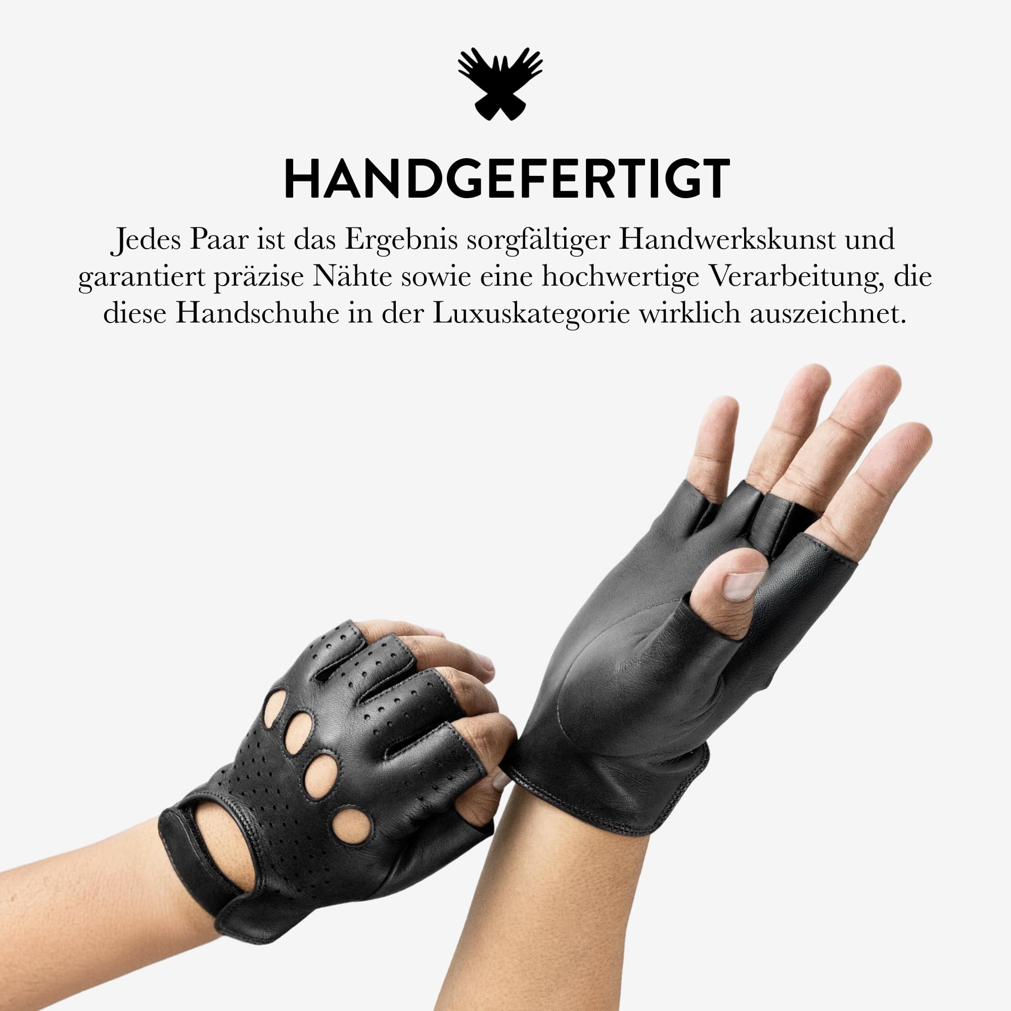 GLOVE STORY Herren-Fahrhandschuhe ohne Finger aus Lammleder Schwarz Ungefüttert | Bewegungsfreiheit & Schlanker Stil | Leichtes Accessoire für Taktile Präzision & Retro-Eleganz