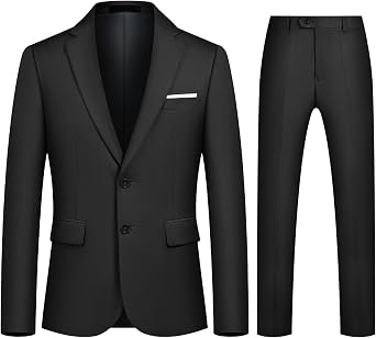 Mens Suits 2 Piece Slim Fit Two Buttons Business Tuxedo Jacket | Formal Dinner Classic Blazer Trousers Wedding Dress Set Outerwear