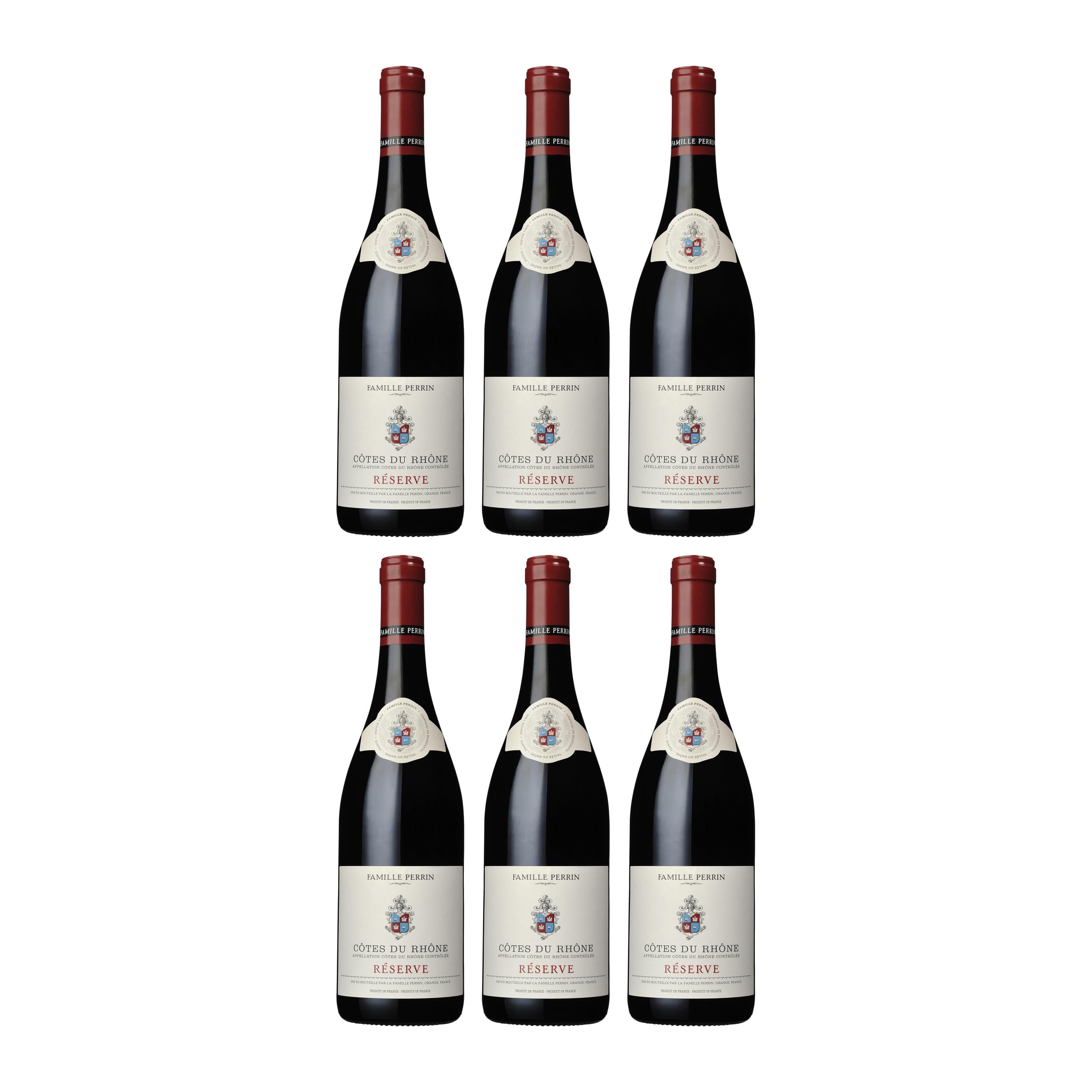 Famille Perrin Côtes Du Rhône Réserve Rouge Rotwein Rot Trocken Frankreich inkl. FeinWert E-Book (6 x 0.75 l)