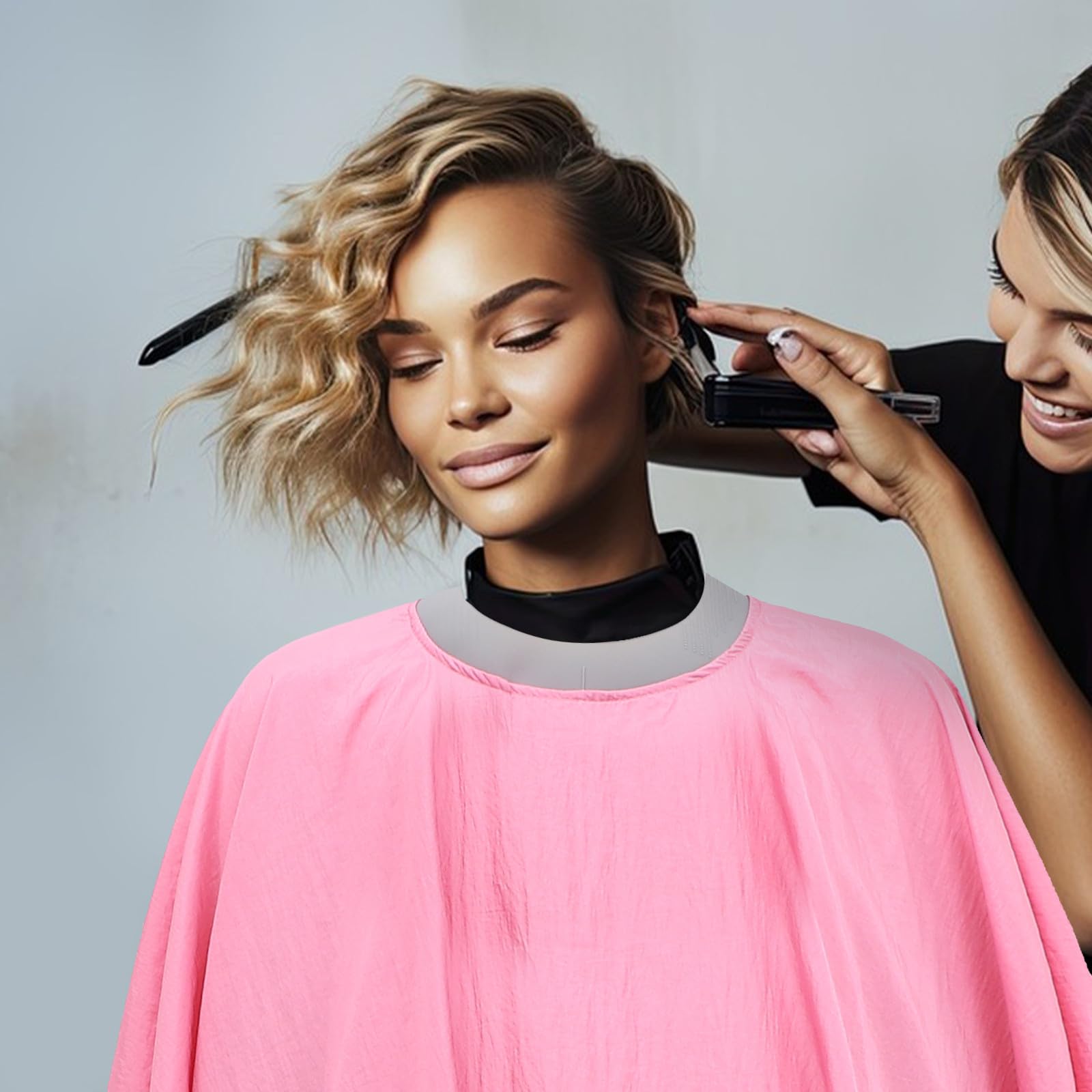 VALICLUD Capa de Peluquero Grande de Tela Rosa para Cortar Cabello Profesional, Capa de Corte de Pelo para Mujer, Protección Anticaída de Cabello para Uso en Salón y Barbería
