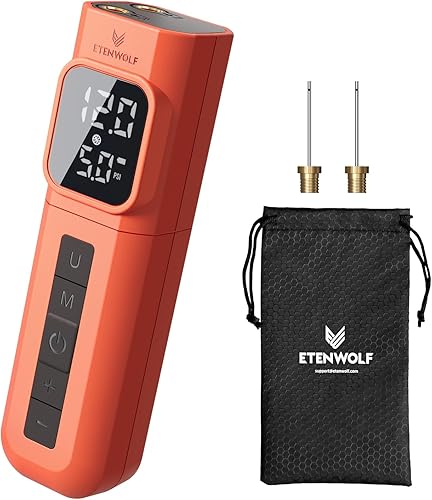 ETENWOLF Bomba de bola eléctrica P200 2000mAh Bomba de aire deportiva con manómetro digital para baloncesto, fútbol, voleibol