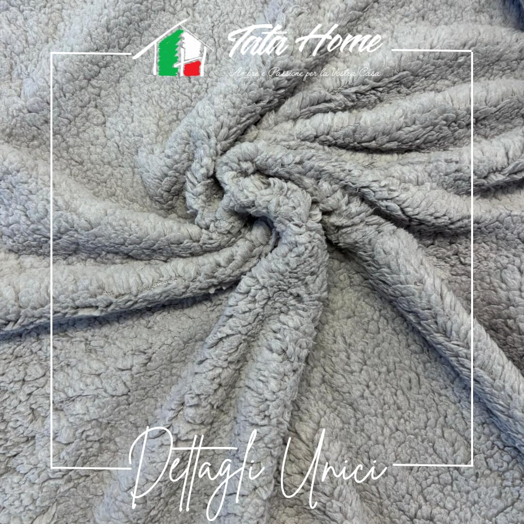 Tata Home Coperta Plaid Morbida Coperta Pile Super Calda Invernale Plaid Divano Flanella Retro Agnellato Sherpa 3 Misure 5 Disegni (Scozzese Beige, Singolo 150x200 cm)