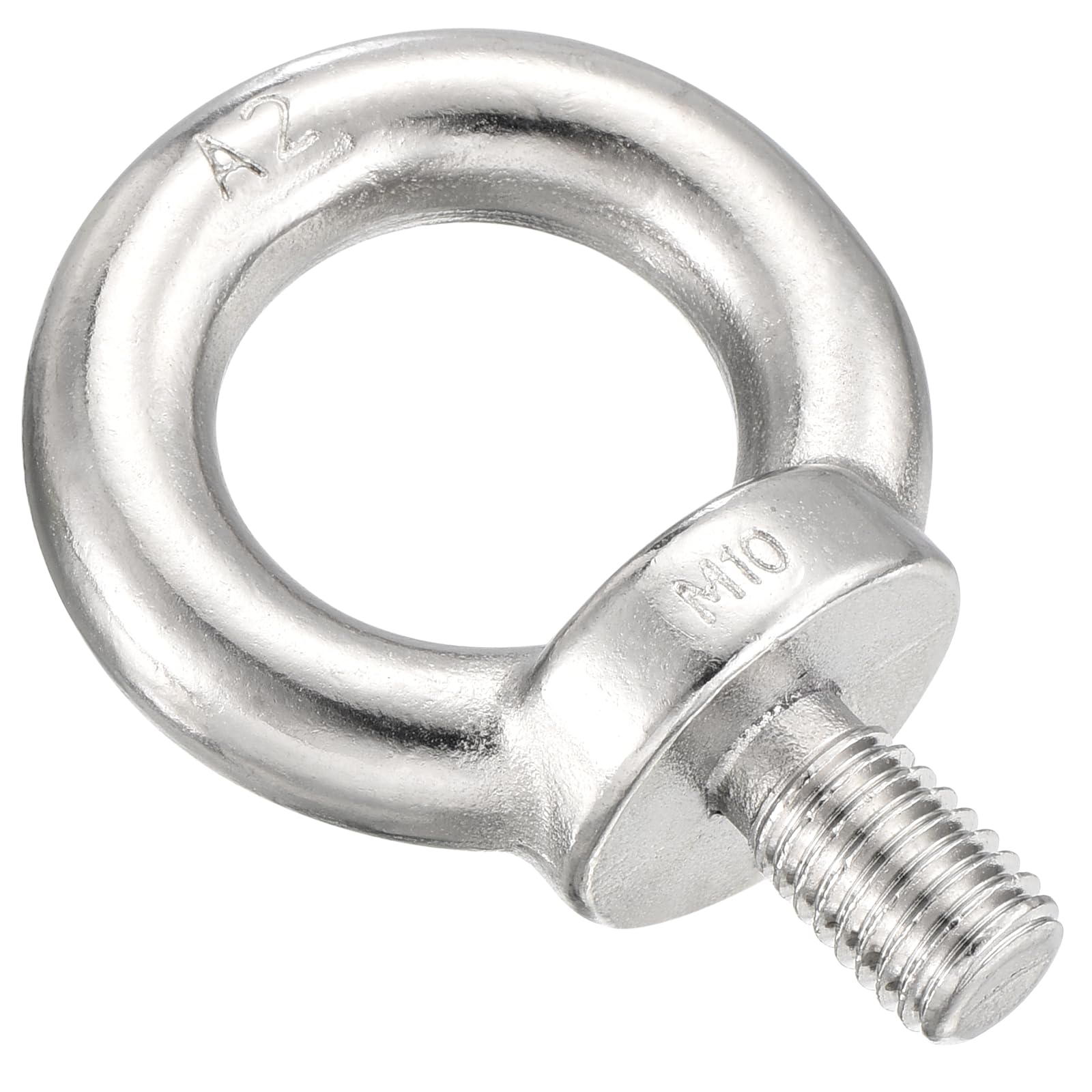 METALLIXITY Shoulder Eye Bolt (M10x16mm) 2Pcs, 304 Stainless Steel Machinery Lifting Ring Threaded Eye Bolt - for Load Hoisting, Silver