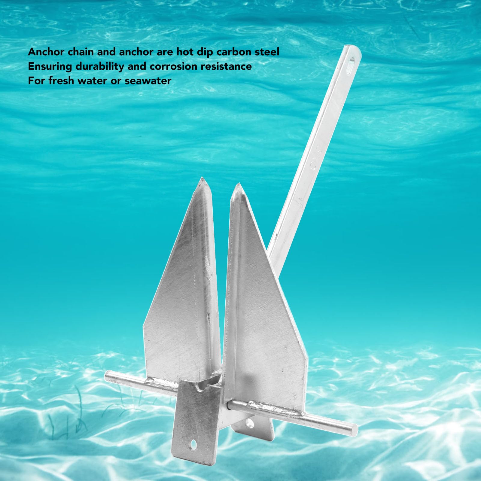 flexman 13Lb Ship Anchor Kit, 24 X 17in Carbon Steel Boat Anchor 6 to 10M Pontoon Boat Anchor with Nylon Rope Chain for Boats Pontoon, Deck, Sail, Fishing