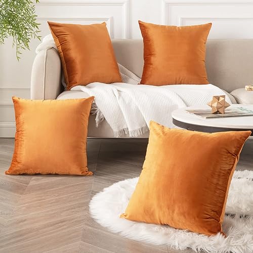 Vista 15 de Yonous Juego de 4 fundas de cojín decorativas de terciopelo suave para sofá, dormitorio o automóvil, 18 x 18 pulgadas, gris