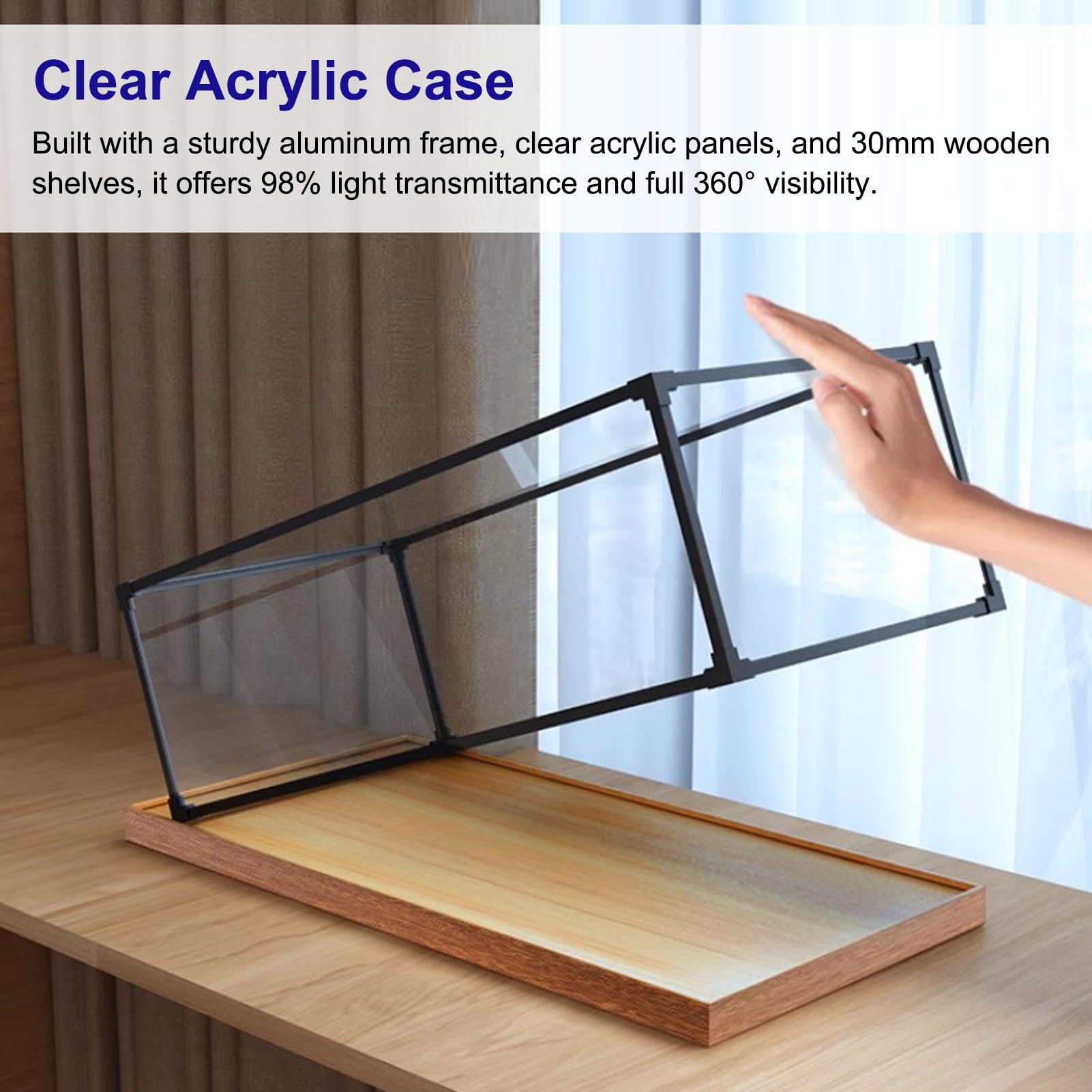 Vitrina Expositora Vitrina Expositora de Acrílico Transparente de 60 55 50 45 40 35 30 y 25 cm, Caja Expositora Alta de Plástico, Vitrina Transparente (alternativa Al Cristal)(35x35x60cm(14x14x24in))