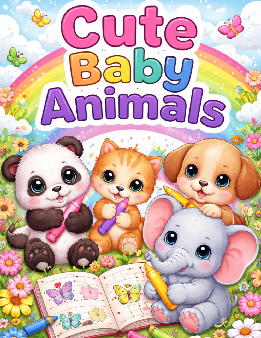 Cute Baby Animals Coloring Pages: Cute Baby Animals Coloring Pages: Fun and Easy Coloring for Kids Ages 4-8 | 85 Pages of Simple and Adorable Designs