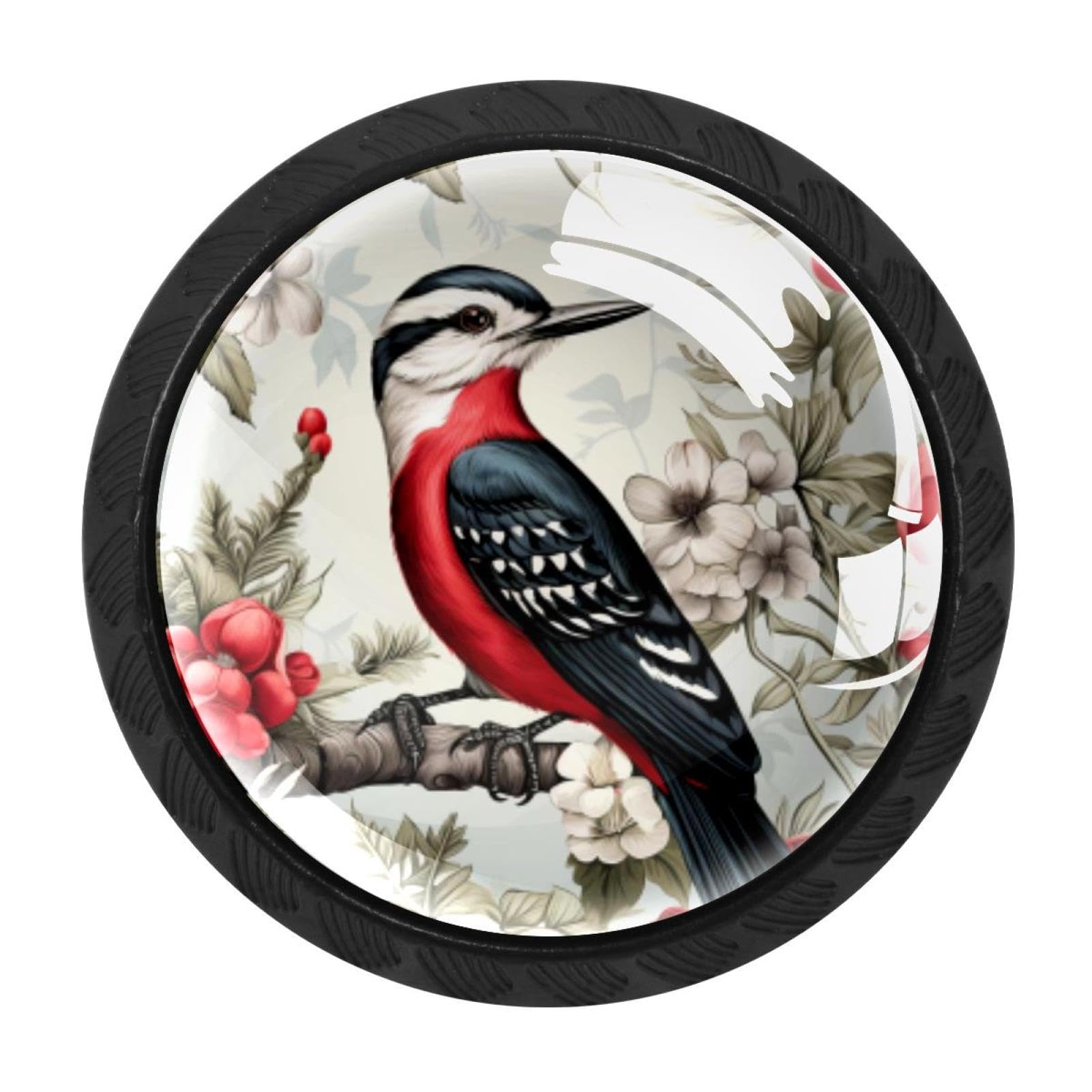 CHENZZZZ 4 Pieces Woodpecker Drawer Knobs, 35mm Black Cabinet Knobs, Drawer Pulls and Knobs, Dresser Drawer Knobs, Cabinet Hardware Kitchen Cabinet Knobs