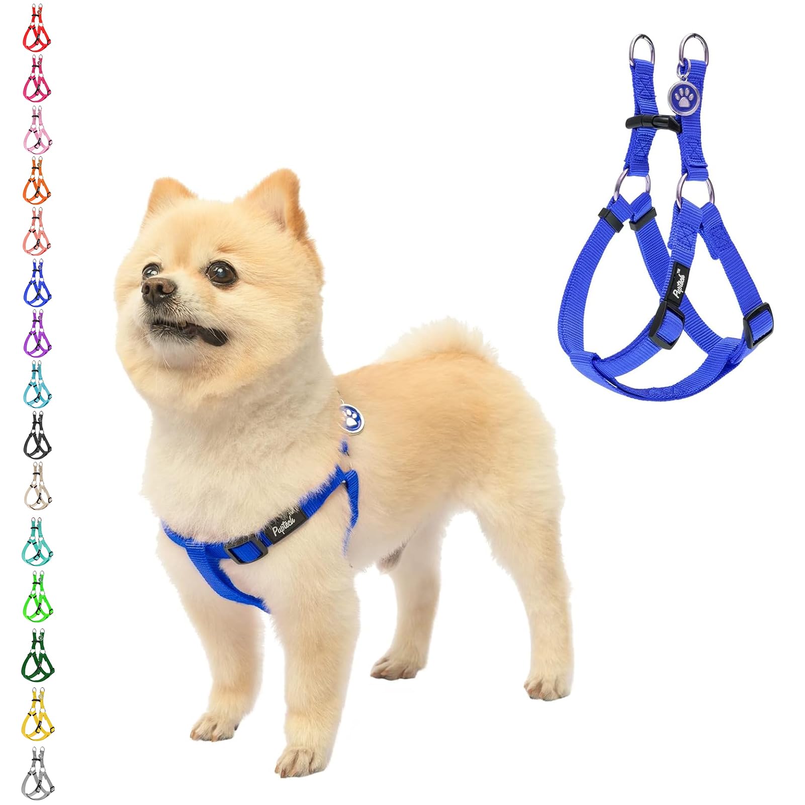 PUPTECK Step-in Dog Harness Medium Dog, Anti Pull Adjustable Dog Halter Easy Control for Walking, Deep Blue