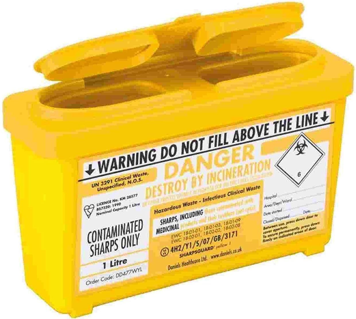 Bin, 1 Litre, Yellow, Pack of 2